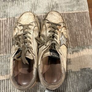 Golden Goose White and Gray Star Sneakers